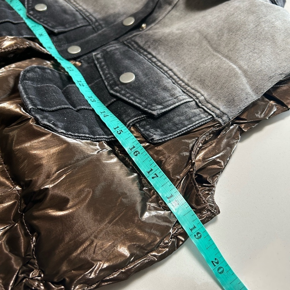 36 Point 5 Denim and Brown Puffer Vest New - Picture 7 of 8